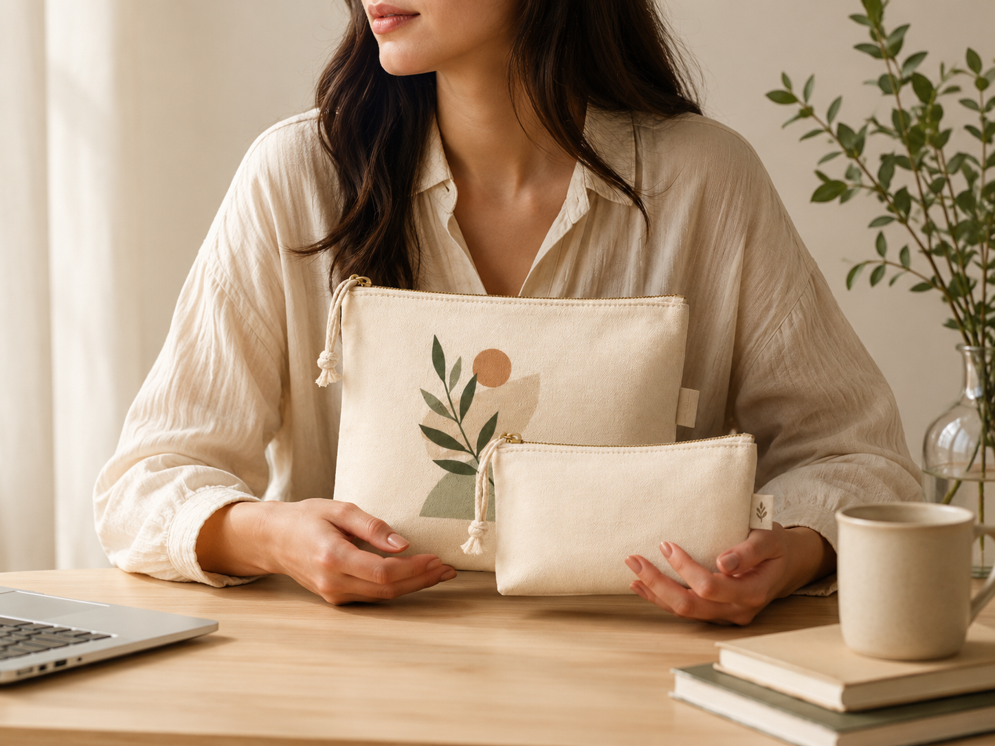 Canvas Zip Pouches lifestyle use