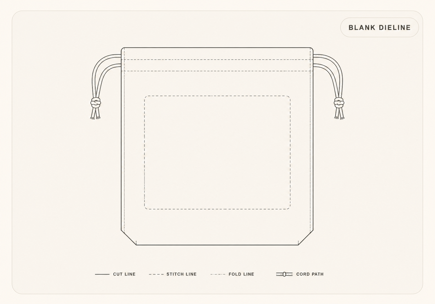 Drawstring bag blank dieline
